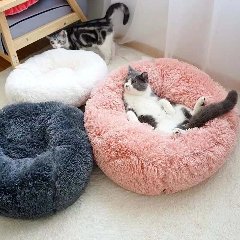 Кровать для кошки, собаки, для глубокого сна, Hondenmand, Пончик, собачьи кровати для маленьких, средних и больших собак, домик для кошки, 4 см, длинный ворс, высокое качество, стрейч, хлопок