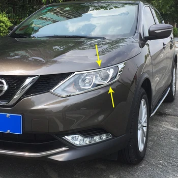

ABS Chrome Sticker Front Lamp Headlight Cover Trim Frame Trim Bezel Molding Accessories For Nissan Qashqai J11 2016 2017 2018
