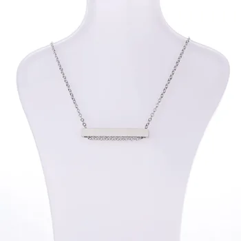 

100% Stainless Steel Blank Rectangle Bar Necklace Statement Name Plate Necklace Mirror Polished Wholesale 10pcs