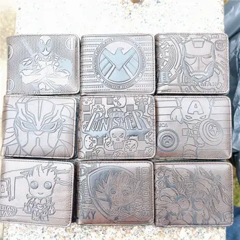 

SUPER HEROS hulk Iron Man Deadpool Embossing Coin PU Leather Wallet Purse Bag Holder Layer Cool Hot 11.5cm 16style
