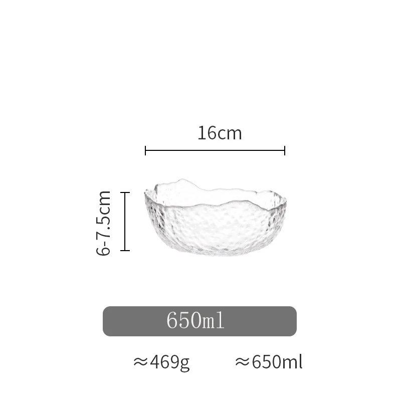 650ml transparent Европейская прозрачная стеклянная чаша с золотым краем, бытовая большая посуда, фруктовые десертные салатники, миски для еды, стеклянная чаша, кухонные столовые приборы - Цвет: 650ml transparent