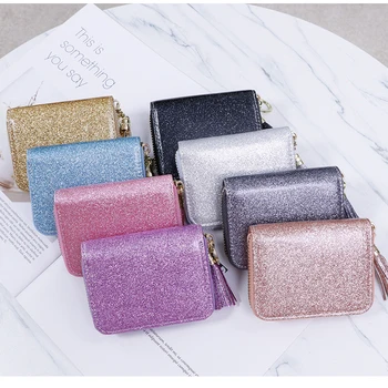 

Cute Wallet Women's Large Capacity Multi Slots Credit Card Holder Slim Tassel Organ Zipper Clutch Bag Female Mini Coin Purse