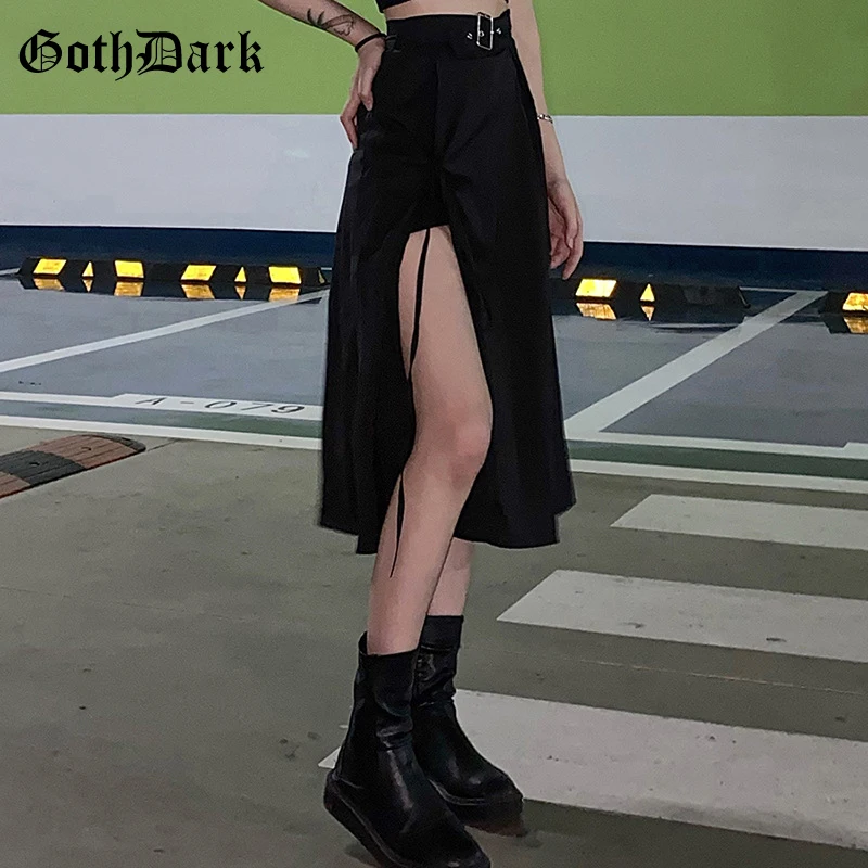 Женская юбка-карандаш в стиле Харадзюку Goth Dark черная готическая средней длины