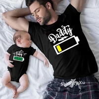 Family Matching Clothes Outfit Funny Battery Clothes Dad Mom Brother Sister T-shirt Family Look Daddy Mommy Me Baby Boy Girl Tee 2