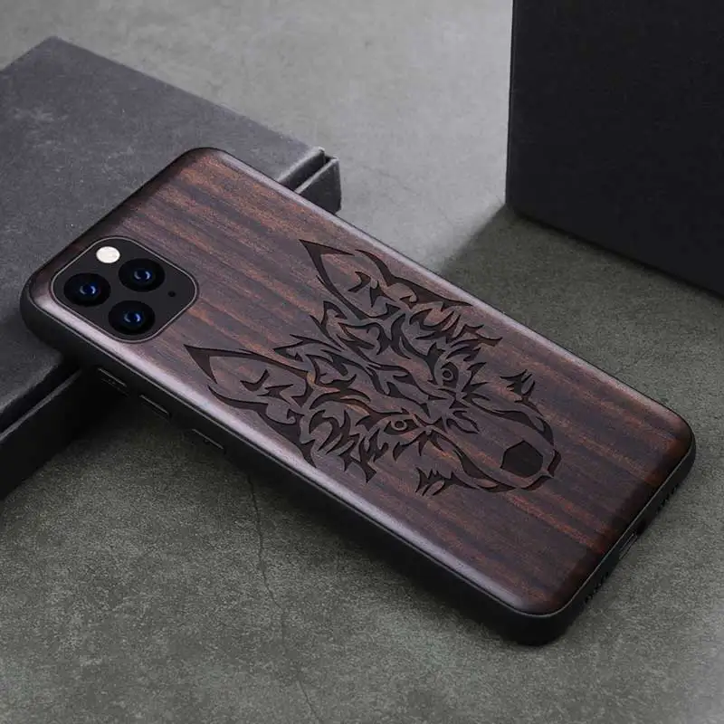 Новый чехол для iPhone 11 Pro черный из черного дерева 2019 резной деревянный бампера ТПУ