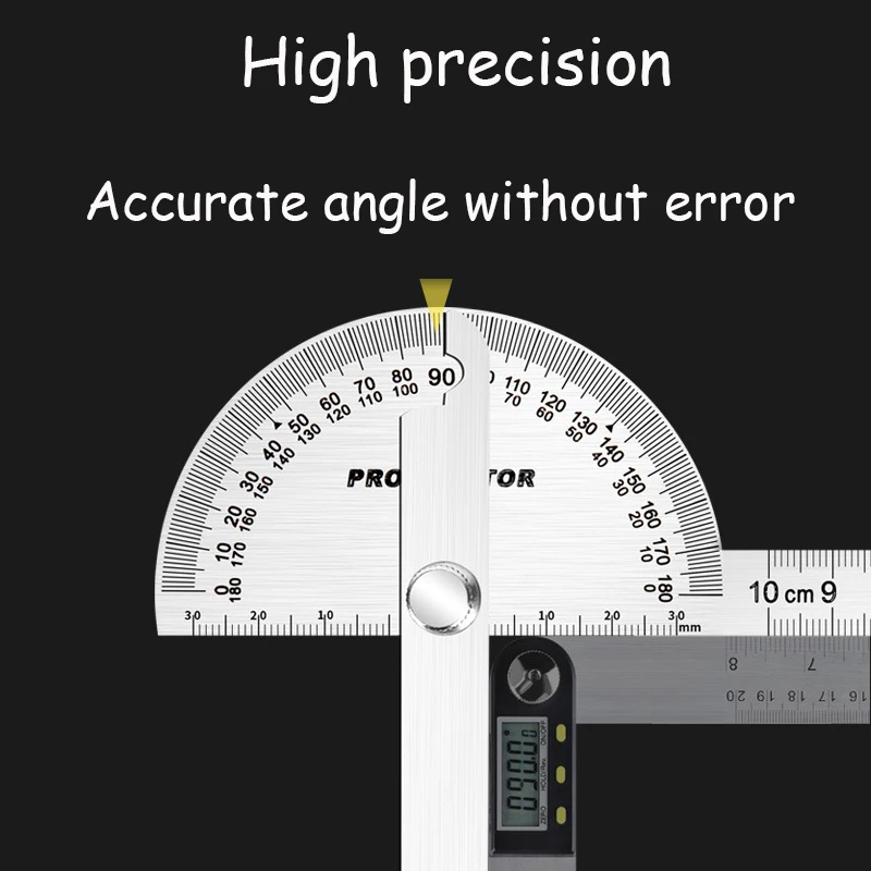 High-precision Stainless Steel Protractor Woodworking Angle Ruler Measuring Tool Industrial Grade Multi-function Angle Ruler