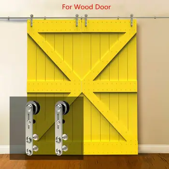 

Gifsin 4-16FT Round -Shaped Silver Stainless Steel Wooden Sliding Door Hardware Kit for Double Door