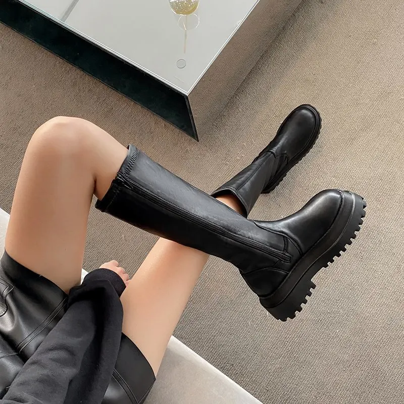 

2022 Fashion Women Boots Winter Heels Quality Long Comfort Mujer Thigh High Boot Botas Mujer Zipper Knee-high Botas Para Mujer