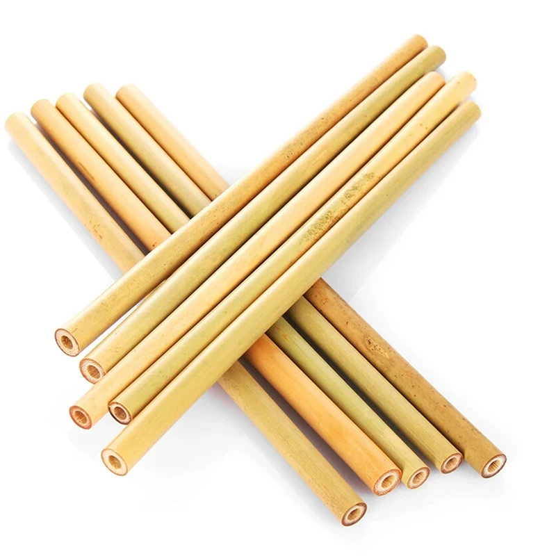 5Pcs Natural Bamboo Straws Organic Reusable Drinking Straw Eco Friendly Cocktail Drink Straw With Brush Wedding Party Bar Supply