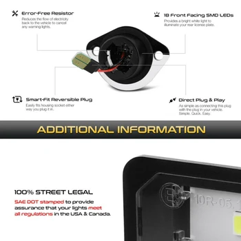 

White License Plate Light SMD LED 6000K For Ford Mustang 1994-2004 Exterior LED License Plate Light