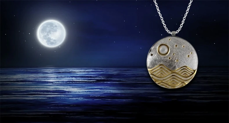 INATURE ночь на море 925 пробы серебро натуральный белый корпус кулон ожерелье ювелирные изделия для женщин подарок