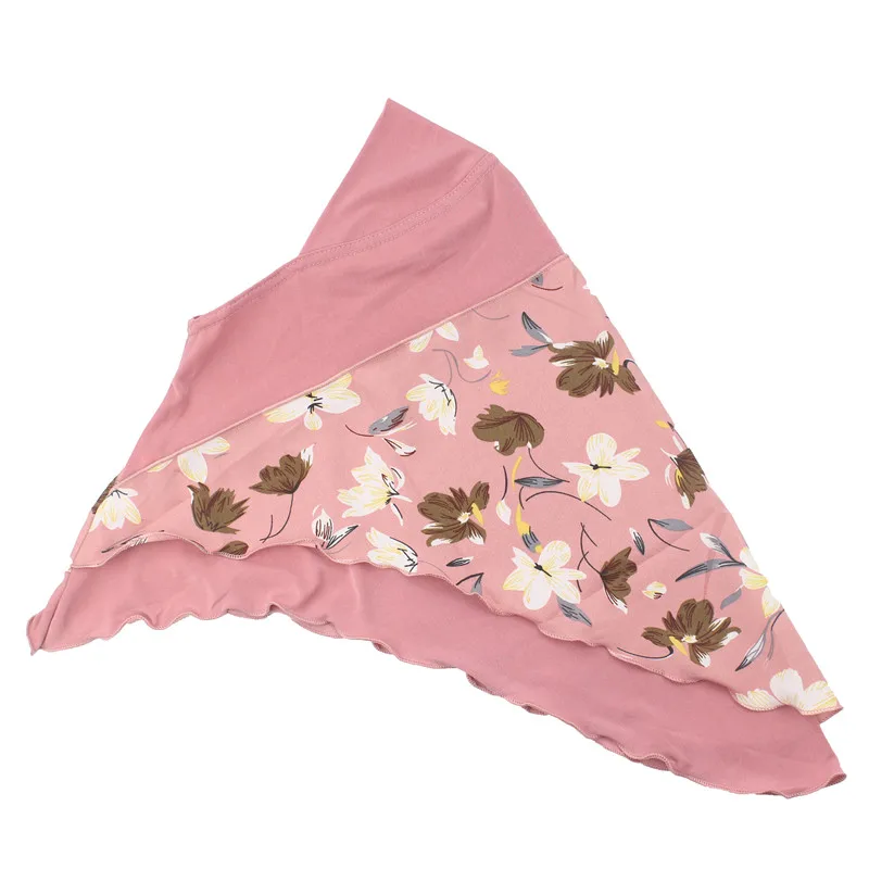 DarkPink for 6 to 12 Мусульманский хиджаб для исламских девочек детский шарф в арабском стиле шали двухслойные с цветочным рисунком два размера - Цвет: DarkPink for 6 to 12