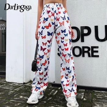 

Darlingaga Streetwear Butterfly Printed Loose Sweatpants Women High Waist Pants Straight Casual Elastic Trousers Pantalon Femme