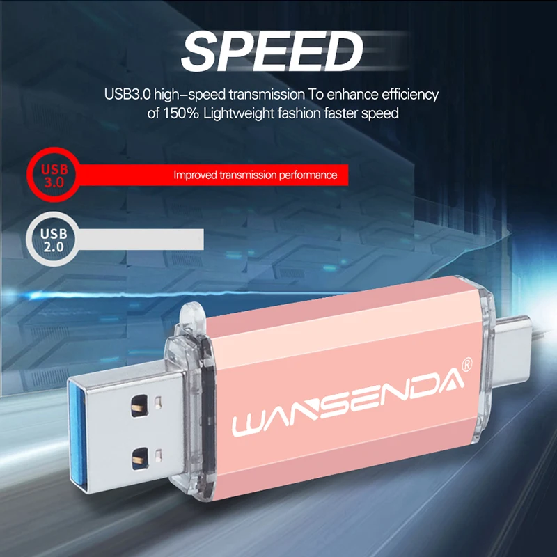 Флеш накопитель WANSENDA 2 в 1 Type C USB 3 0 512 ГБ 256 128 для Android/PC 32 Гб 64 ГБ|USB флэш-накопители| |