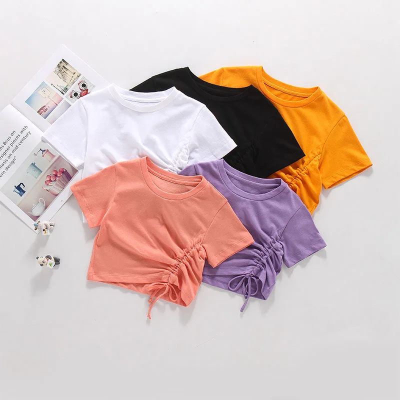 Summer Girls T Shirt Baby Tee Kids Crop Top Children Streetwear - crop top aesthetic t shirt roblox