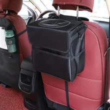 Портативный автомобильный мешок для мусора герметичная Автомобильная спинка сиденья мусорная банка с крышкой Органайзер для хранения карманы для путешествий наружный интерьер автомобиля