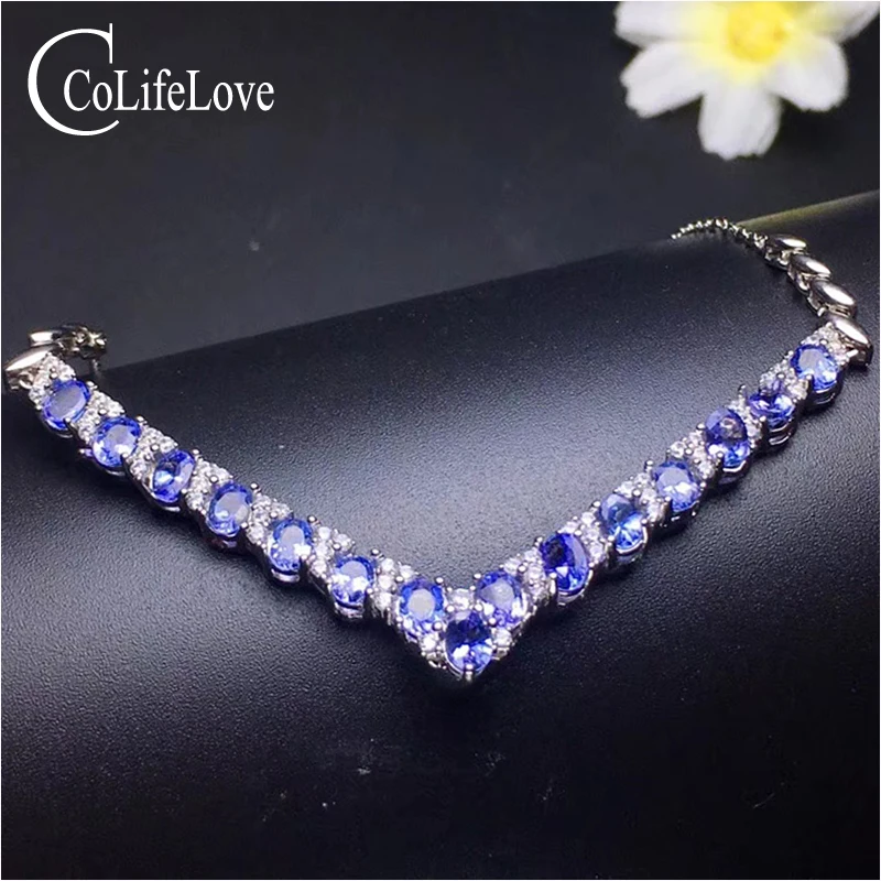 18" 925 SILVER NECKLACE NATURAL AAA TANZANITE FACETED RONDELLE 3-7 MM #222 