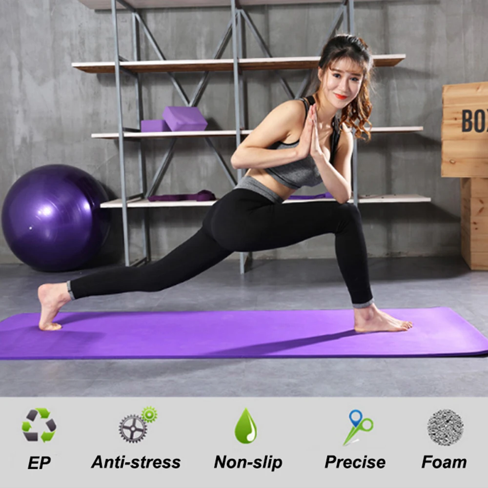 10mm thick Pad 183*61cm Non-slip yoga Mat For Beginner Fitness Sports Gymnastics Mats NBR Gym Fitness Pilates Pads With Strap