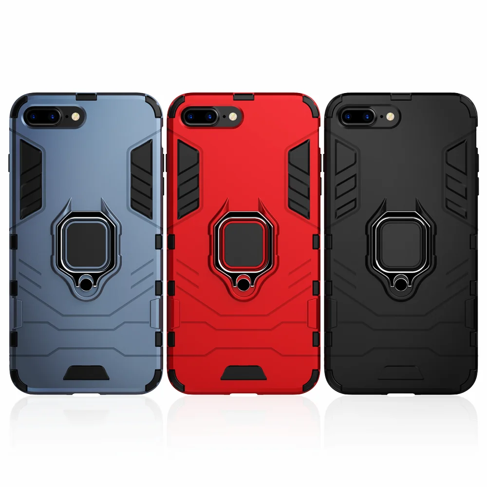 Custodia Per Armatura Antiurto Per Iphone 8 Plus Custodia Per Anello Supporto Per Telefono Cover Posteriore Per Iphone 7 8 Plus 7Plus 8 Plus 7G 8G 7 +