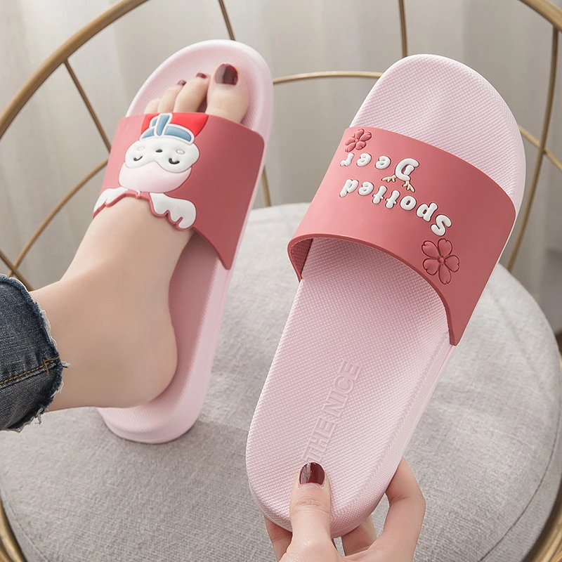 Perla Ahuyentar Mesa final Sandalias planas antideslizantes para hombre y mujer, chanclas bonitas y  encantadoras de conejo, para el baño y la playa, para verano|Zapatillas| -  AliExpress