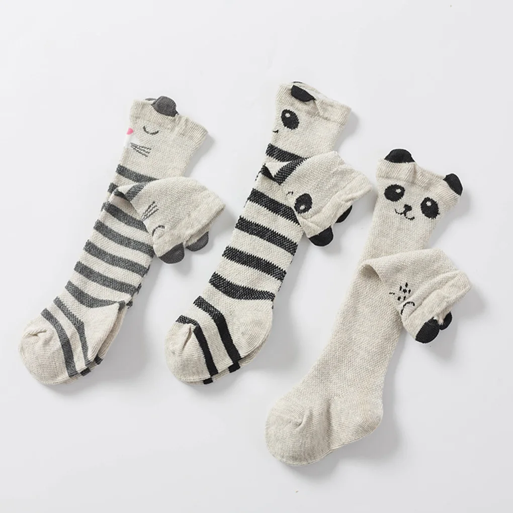 Baby Girl Summer Knee High Socks Cotton Mesh Socks for Newborns Cartoon Baby Boy Socks 3 Pair