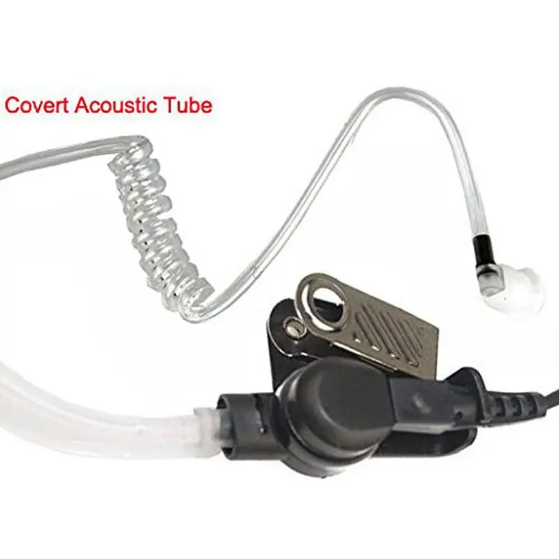 Wire Covert Acoustic Tube Earpiece Coil Earbud Audio Mic Surveillance Kit Compatible For Two-Way Radio Ht750 Ht1250