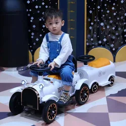 Locomotora de Tren Eléctrico para niños, coche doble de cuatro ruedas, recargable, juguete babymagnético para hombre y mujer