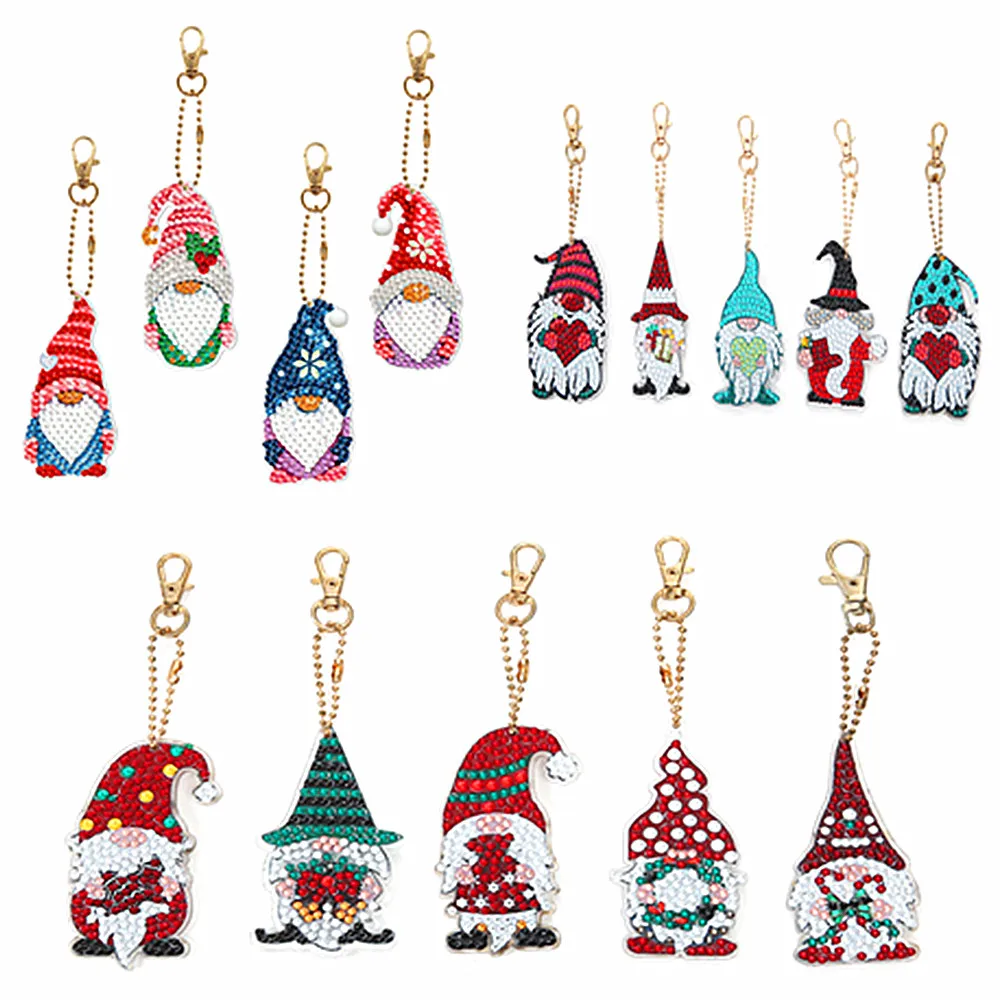 4/5 Sztuk 5D Diament Malarstwo Brelok Specjalny Rhinestone Cartoon Stary Człowiek Mozaika Z Haftu Diamentowego Diy Craft Brelok Na Prezent