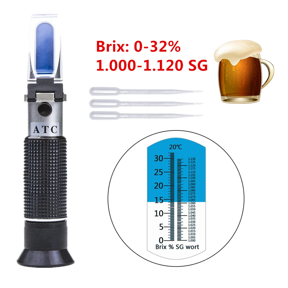 Beer Refractometer Hand Held 0 32 Brix Brewing Wort 1.000 1.120 SG