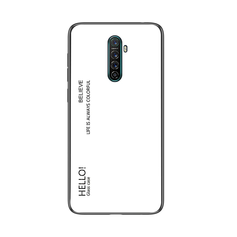 White Чехол из закаленного стекла с градиентом для OPPO Realme X2 Pro XT X, силиконовая задняя крышка для телефона Reno Ace Realme 3 5 Pro Q C2 - Цвет: White