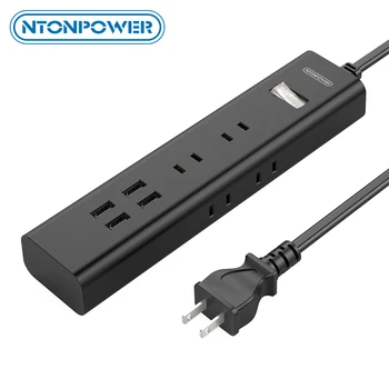 

NTONPOWER Power Strip with USB Charger Japan Plug with Individual Switch 6 AC Socket 4 USB Extension Socket for Home Office