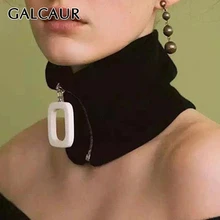 GALCAUR вязание на молнии Теплый женский шарф водолазка черный осень зима трикотажные шарфы для женщин модная новая одежда