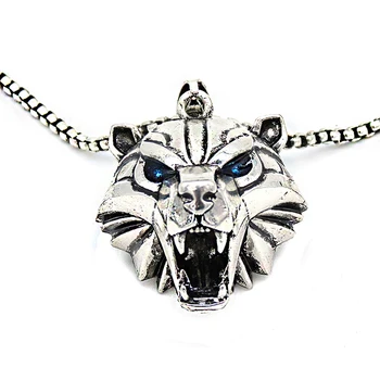 

Wizard school Caucasus bear Medallion pendant necklace 31*34mm silver gold color blue rhinestone wild game animal chain necklace
