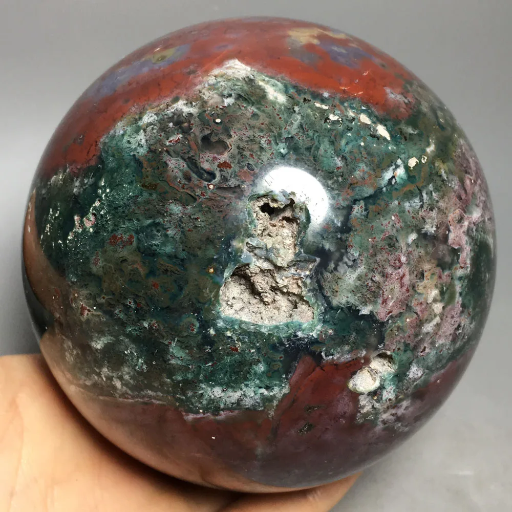 

1255g High quality natural quartz crystal polishing ocean jasper ball gift