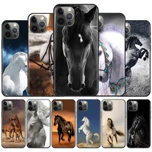 

Horse Animal Phone Case for iPhone 13 11 12 Pro Max Casing 7 XR X 6 6S + XS 8 Plus 5 5s SE 2020 Black Soft Cover Tpu Back Capa