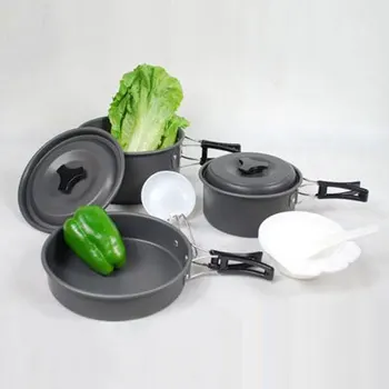 

Outdoor Cooking Picnic Tableware Pot Frying Pan Forks Spoon Set Camping Cookware Utensils 2020 New