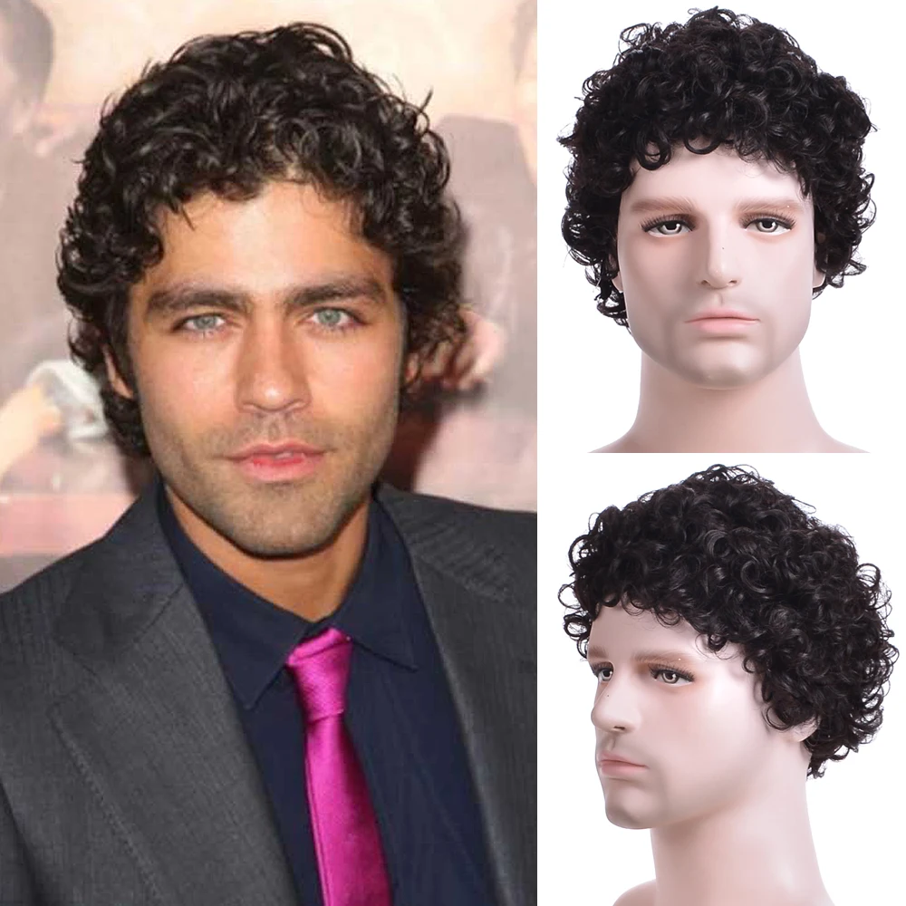 

Men Short Curly Synthetic Wigs for Men's Daily Wig Male Curly Natural Hair Heat Resistant Breathable