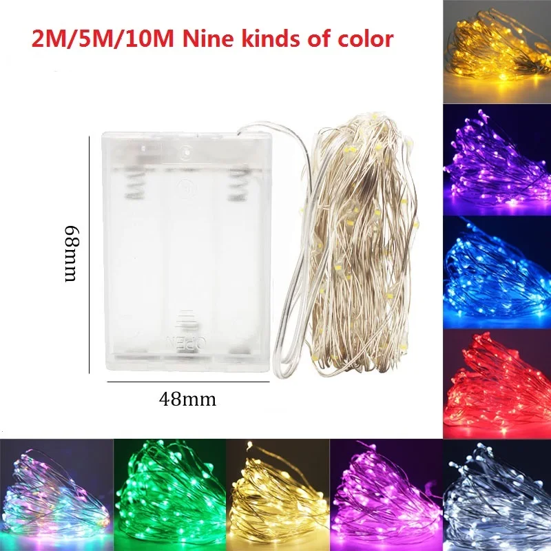LED String light Silver Wire Fairy warm white Garland Home Christmas Wedding Party Decoration Powered by Battery batter 3AA 10m | Лампы и