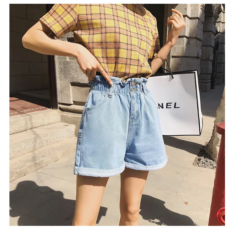 Women's Short Jeans Black Denim Shorts For Women Summer Female White Elastic High Waisted | Женская одежда