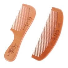 1PCS Natural Handmade Wood Hair Comb Peach Solid Wood Comb Engraved Healthy Massage Anti-Static Comb Massage Hair Care Tool