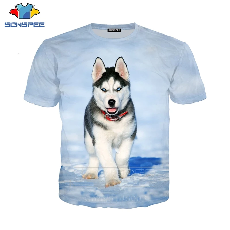

Siberian Husky T Shirt SONSPEE Men Women Animal Sweatshirt 3D Print Short Sleeve O Neck Hip Hop Streetwear Tops Pullover C100