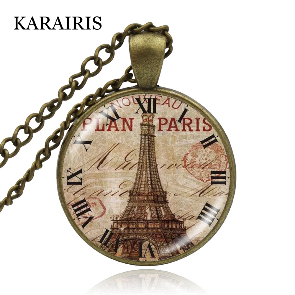 Женские винтажные часы с Парижем KARAIRIS подвески на ожерелье стеклянный кабошон