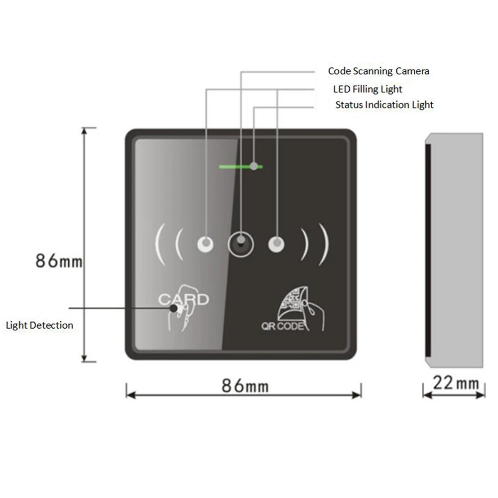 RFID 바코드 2D QR 코드 리더 20000 TTL RS485 Wiegand 26/34 출력 IC 카드로 사용자 액세스 제어 NFC DESFire EV2 지원