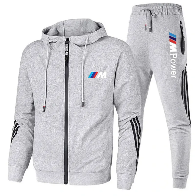 Casuales de los nuevos hombres desgaste cremallera Sudadera con capucha + Pantalones de dos piezas de chándal casual de los hombres ropa deportiva fitness ropa de marca traje de los hombres