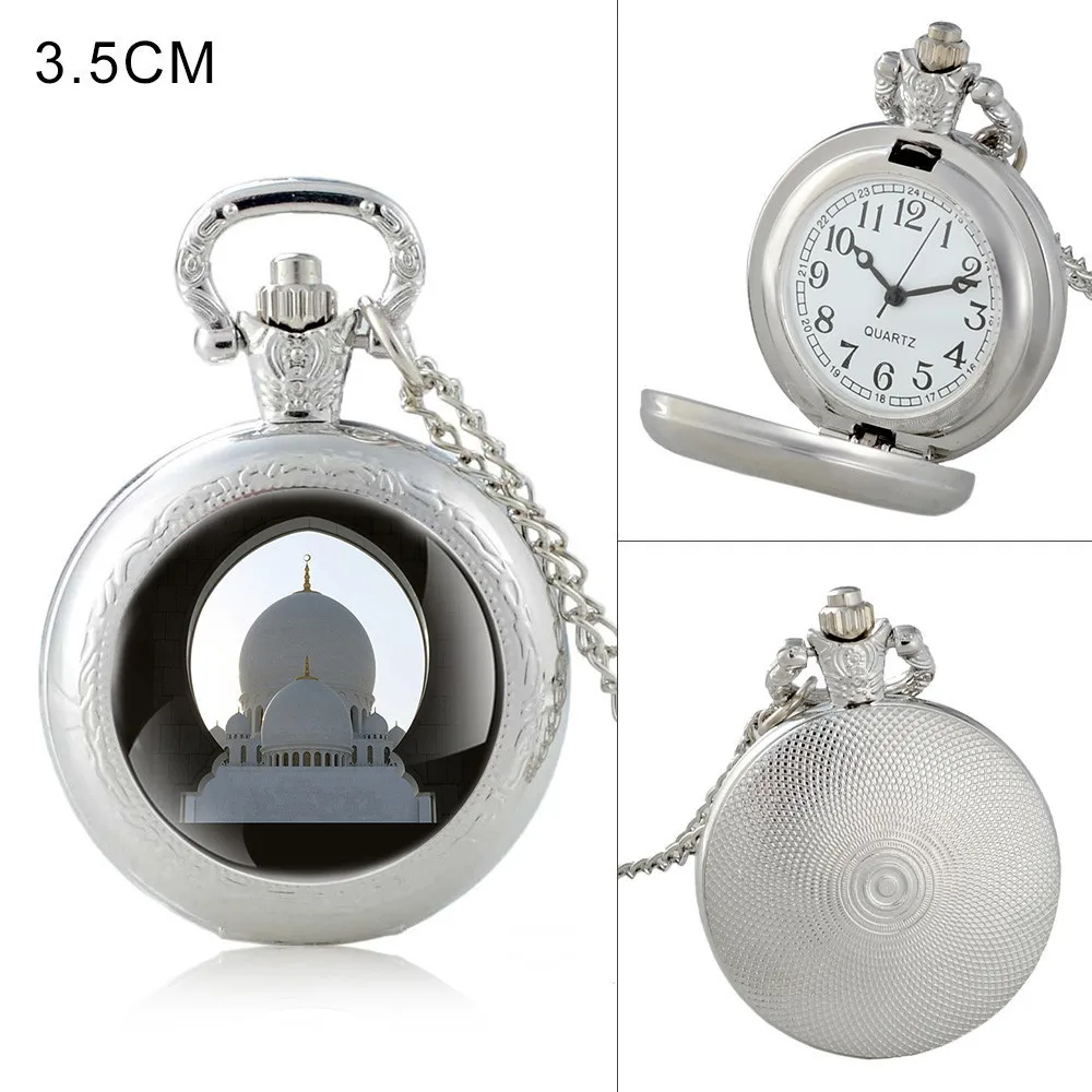 FAITHEASY Clip-on 35mm Full Hunter Quartz Engraved Fob Retro Pendant Pocket Watch Chain Gift