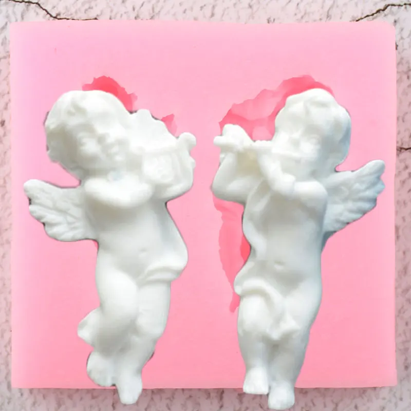 

3D Music Angel Baby Silicone Molds DIY Party Cupcake Topper Fondant Cake Decorating Tools Candy Clay Chocolate Gumpaste Moulds