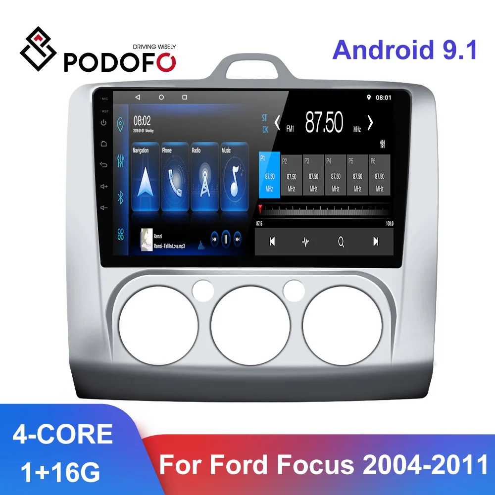 Автомагнитола Podofo 2 Din Android 9 1 GPS Wi Fi экран дюймов для Ford Focus 2004 2011|Мультимедиаплеер