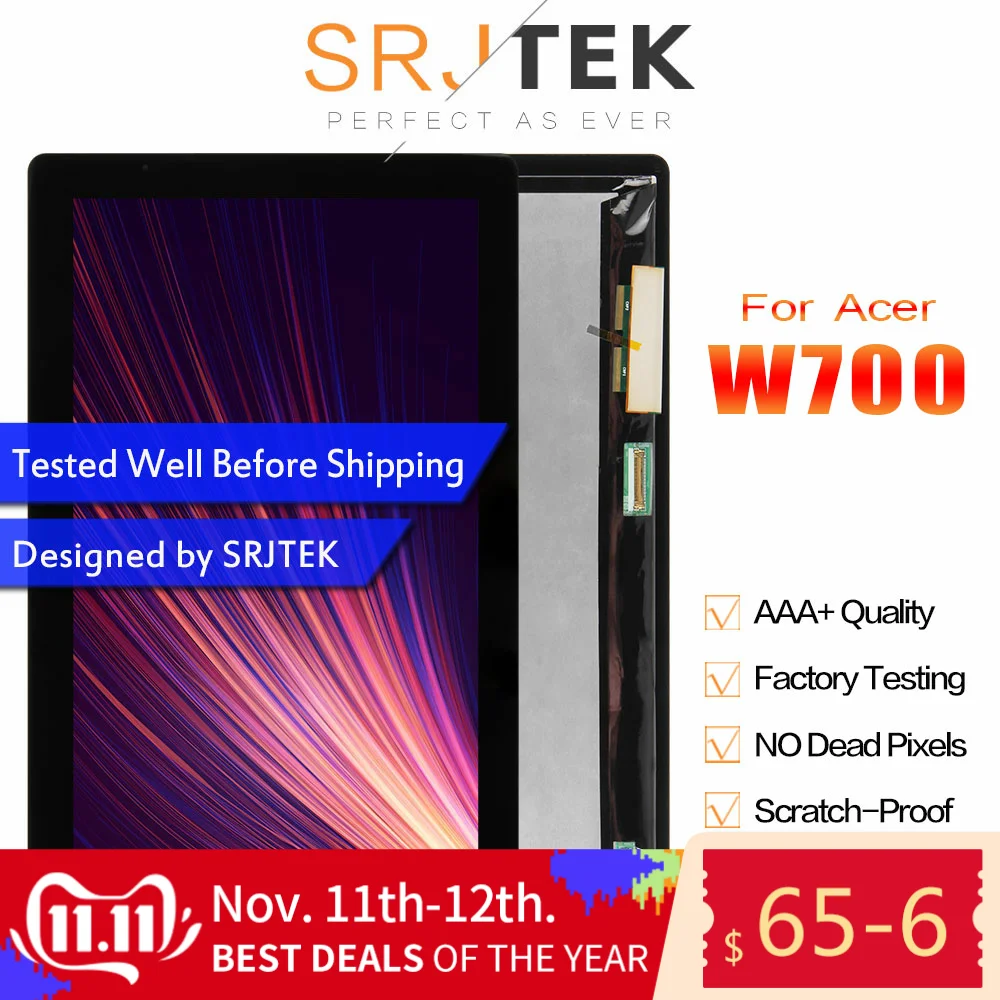 SRJTEK 11 6 дисплей для acer Iconia Tab W700 B116HAT0 ЖК-дисплей Матрица сенсорный экран дигитайзер