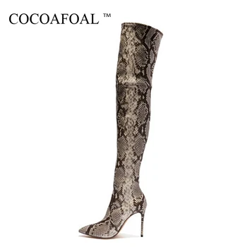 

COCOAFOAL Sexy Snakeskin Women's Over The Knee Boots Woman Thigh High Boots Plus Size 33 43 Botas High Heel Over The Knee Boots