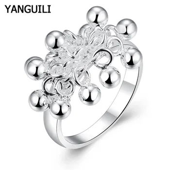 

100% Brand New Silver 925 Jewelry Smooth Round Ball Beads Rings Size 6 7 8 9 for Women Lady Silver Rings